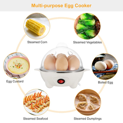 US Local 1Pc Electric Egg Cooker 7-Capacity Hard-Boiled Egg Maker With Auto-Off Measuring Cup For Hard Boiled Steamed Vegetables Seafood Dumplings