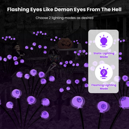 US Local 2 Pcs Purple Light OR 2Pcs Green Light Solar Scary Eyeballs Lights Outdoor Halloween Decoration Swaying Light Halloween Path Lights Ornaments With Total 12LED IP65 Waterproof For Yard Garden
