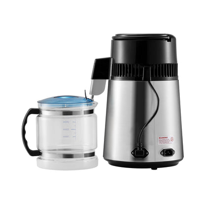 US Local Water Distiller, 4L 1.05 Gallon Pure Water Purifier Filter For Home Countertop, 750W Distilled Water Maker, Stainless Steel Interior Distiller Water Making Machine To Make Clean Water, Silvery