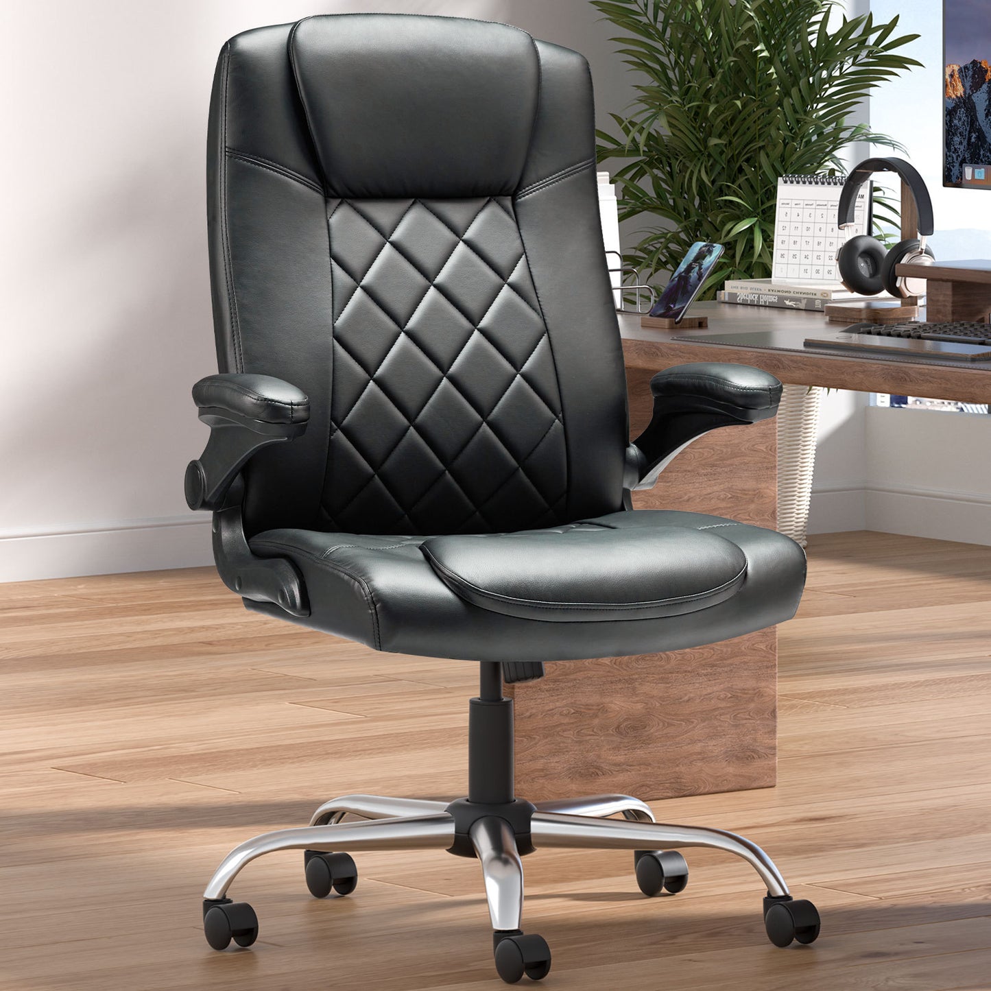 US Local Leather Executive Office Chair With Arm & Rocking Function