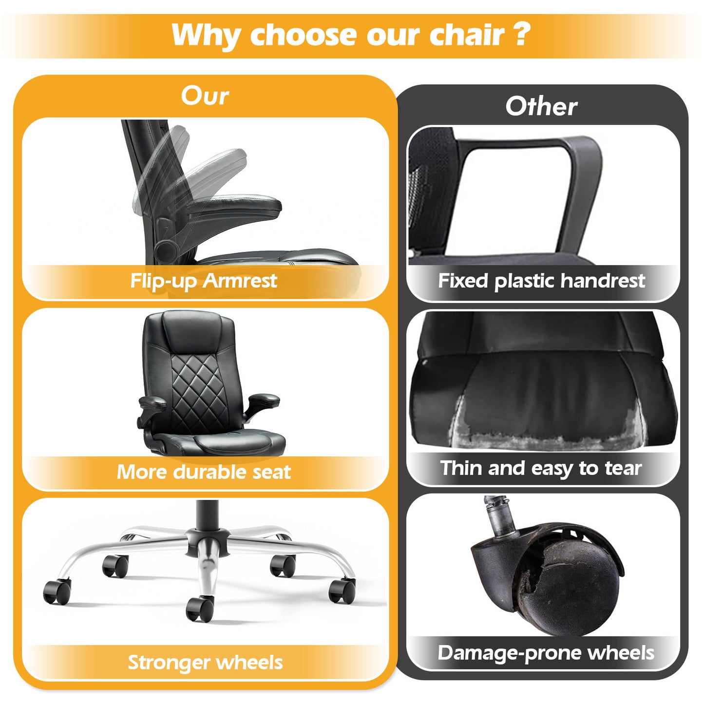 US Local Leather Executive Office Chair With Arm & Rocking Function