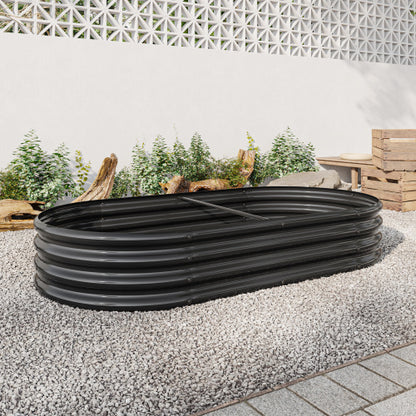 US Local Raised Garden Bed Outdoor, Oval Large Metal Raised Planter Bed For For Plants, Vegetables, And Flowers - Black