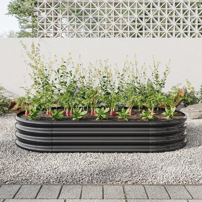 US Local Raised Garden Bed Outdoor, Oval Large Metal Raised Planter Bed For For Plants, Vegetables, And Flowers - Black