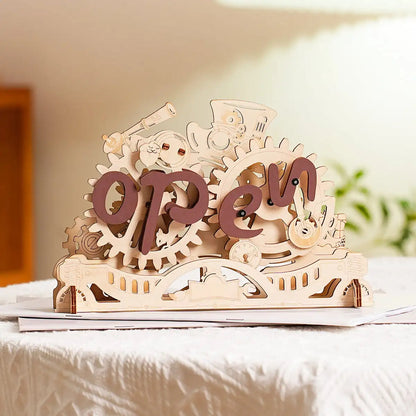 US Local Robotime Rokr Open Closed Sign 3D Wooden Puzzle For Door Note Kids Easy Assemble Home Decoration Toys