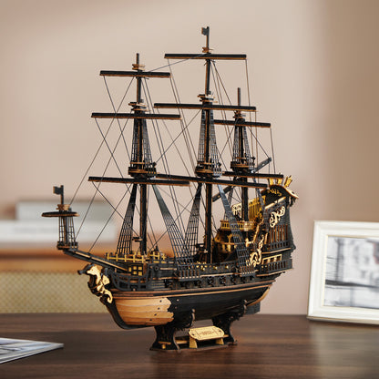 US Local ROKR 3D Wooden Ship Model Kit - Seahorse Bark MCB02 DIY Nautical Puzzle With Moving Parts, Adult Building Project & Unique Maritime Gift For Men