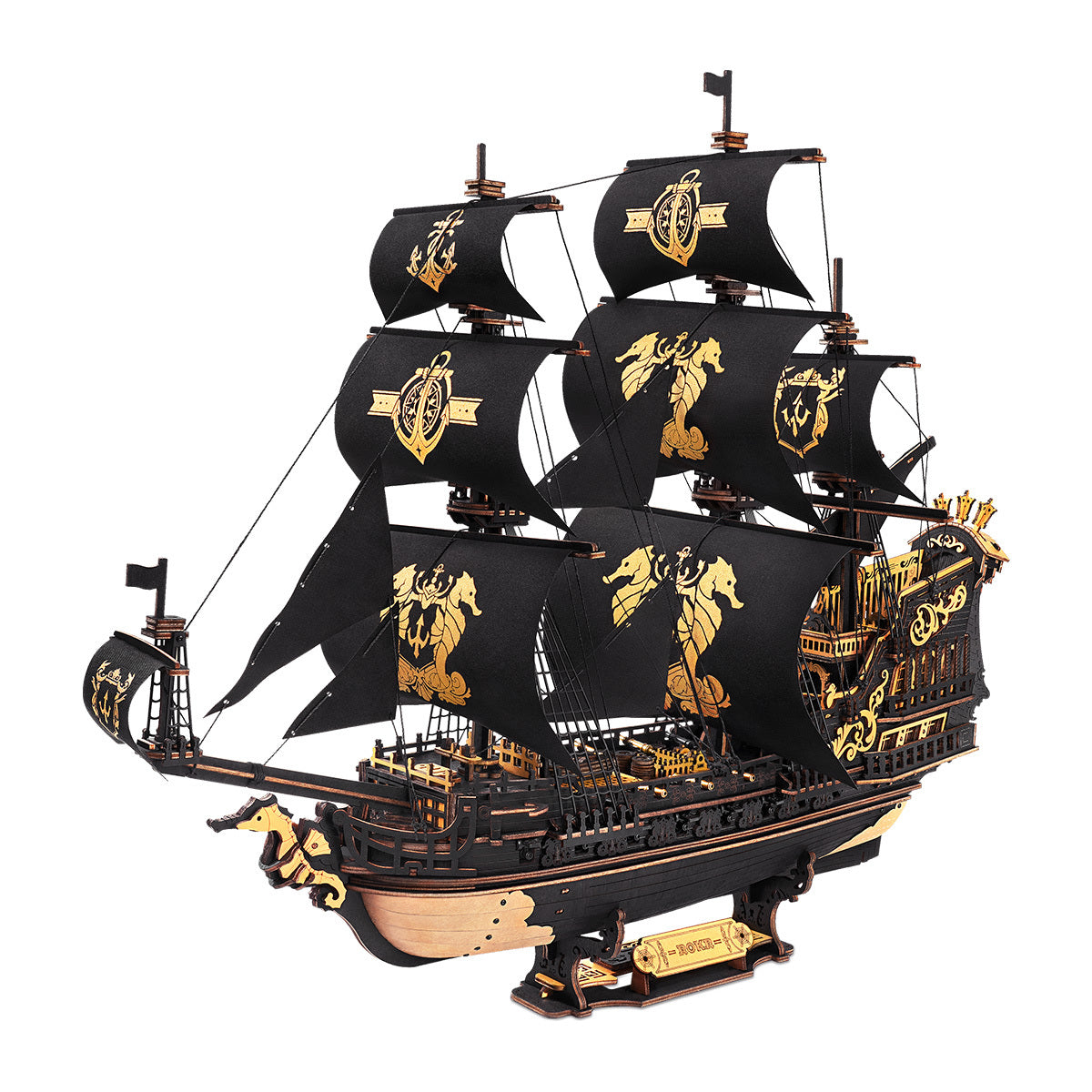 US Local ROKR 3D Wooden Ship Model Kit - Seahorse Bark MCB02 DIY Nautical Puzzle With Moving Parts, Adult Building Project & Unique Maritime Gift For Men