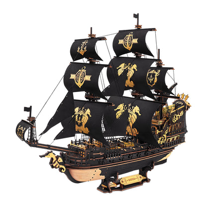US Local ROKR 3D Wooden Ship Model Kit - Seahorse Bark MCB02 DIY Nautical Puzzle With Moving Parts, Adult Building Project & Unique Maritime Gift For Men