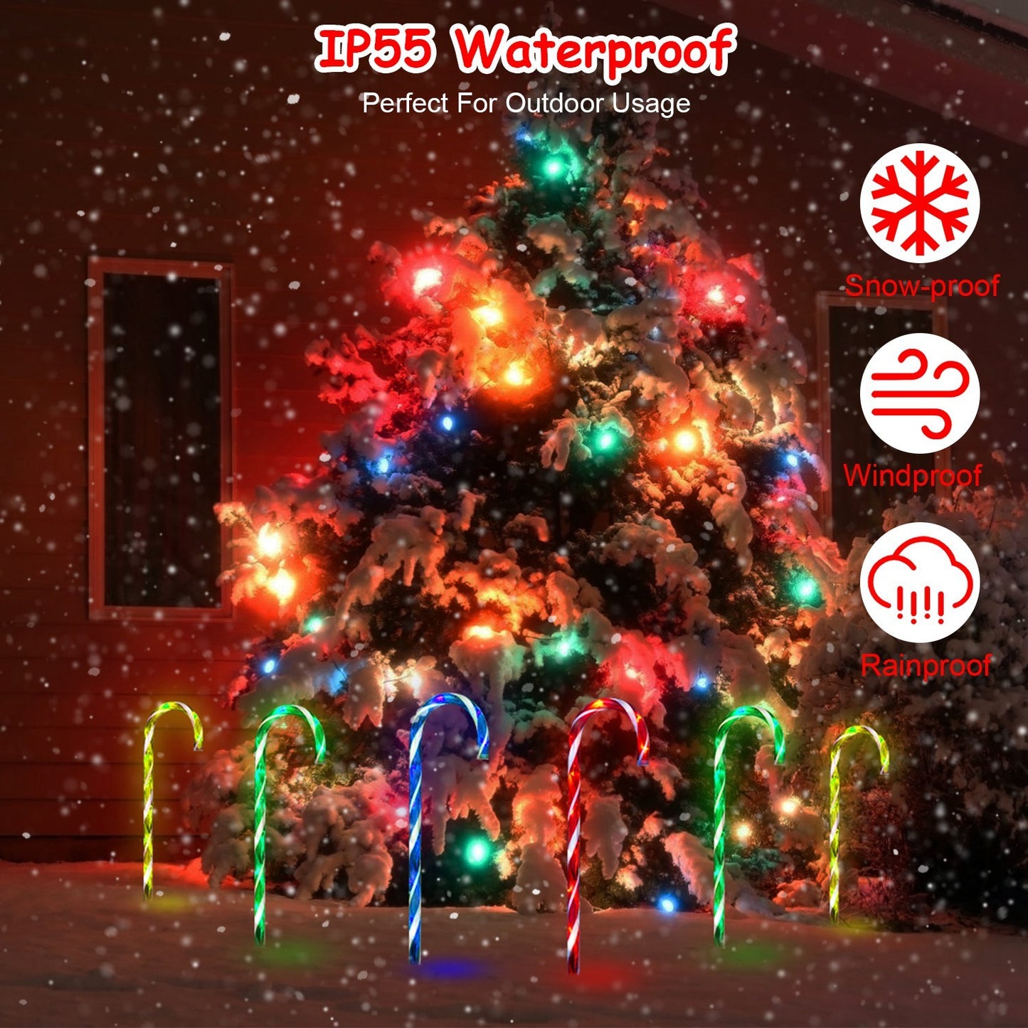 US Local Solar Christmas Candy Cane Light IP55 Waterproof Stake Light Lamp For Patio Yard Garden Pathway Outdoor Christmas Decorative Light