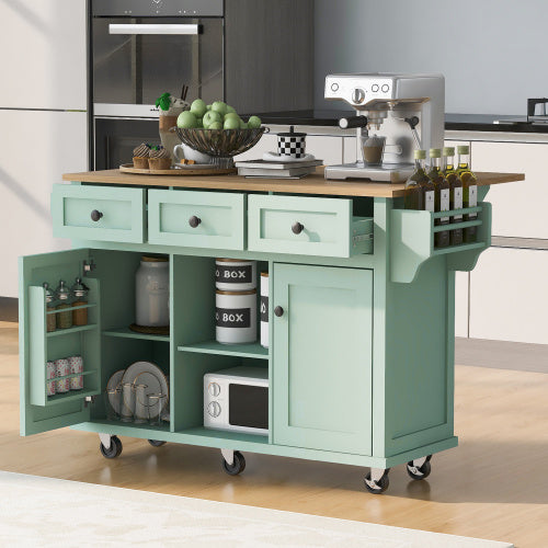 US Local Kitchen Trolley With Rubberwood Folding Leaf Countertops