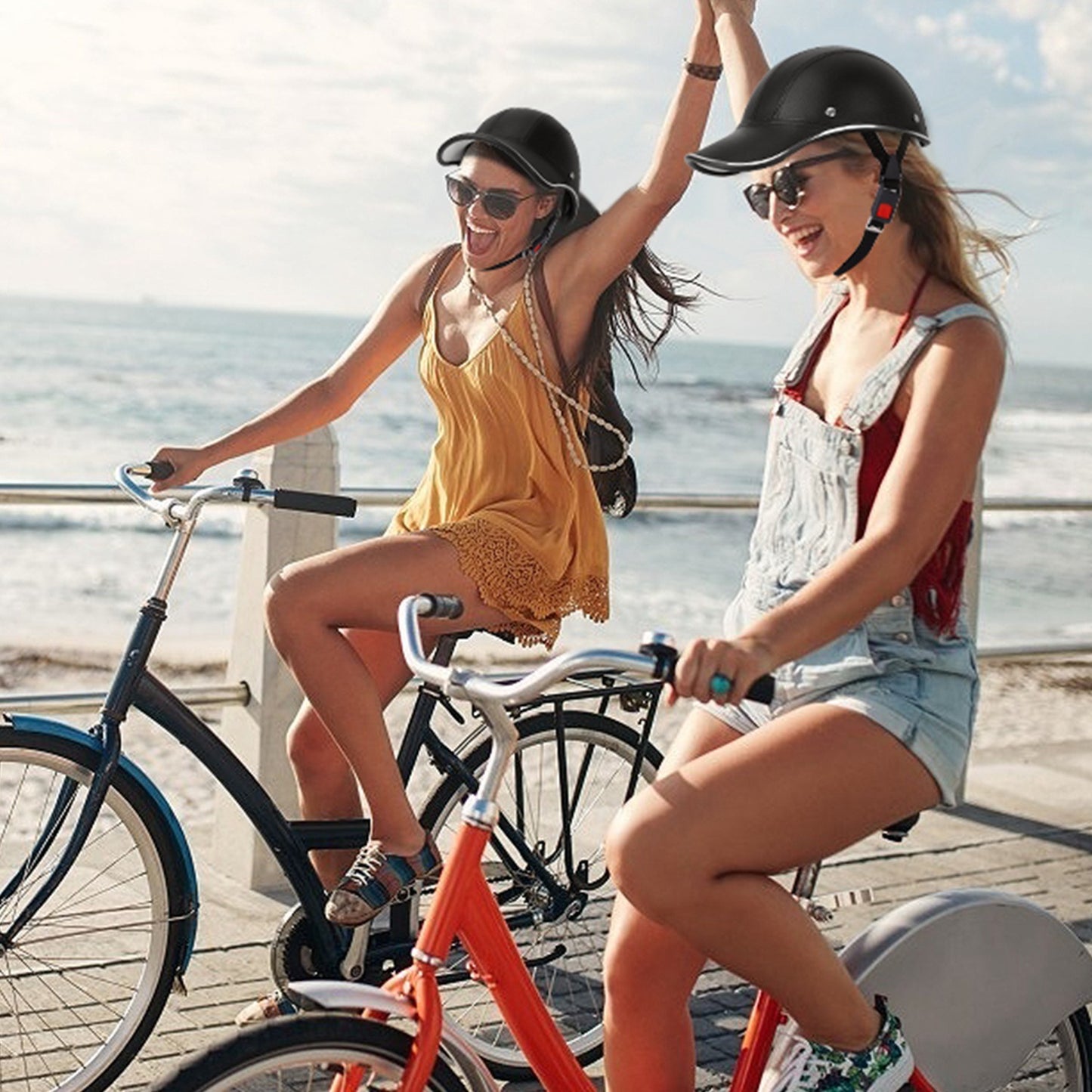 US Local 1 Pc Safety Bicycle Helmet Adjustable Windproof Bike Helmet Sunshade Baseball Cap Anti-UV Cycling Motorcycle Hat Leather Helmet