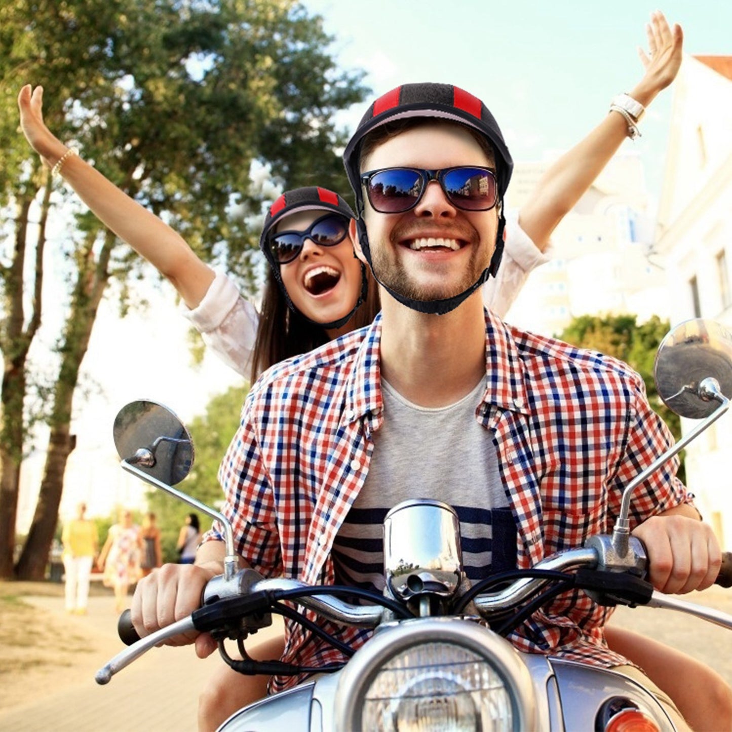 US Local 1 Pc Safety Bicycle Helmet Adjustable Windproof Bike Helmet Sunshade Baseball Cap Anti-UV Cycling Motorcycle Hat Leather Helmet