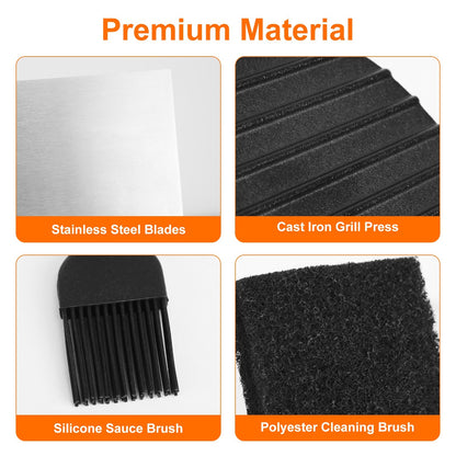 31Pcs Griddle Accessories Kit Flat Top Grill Accessories For Camp Chef With Spatulas Griddle Press Basting Cover Spice Shakers Vegetable Forks Steel Sticks Egg Rings Storage Bag