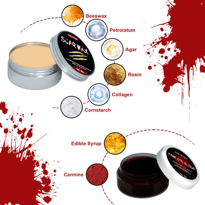 US Local Halloween Makeup Kit, Simulates Plasma Skin Wax-Shaped Scar Water Wound Makeup Halloween Makeup Kit