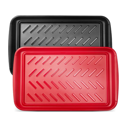 US Local Plastic Serving Trays 17x10.35 Inch Anti-Slip Eating Food Trays 2-Pack