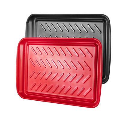 US Local Plastic Serving Trays 17x10.35 Inch Anti-Slip Eating Food Trays 2-Pack