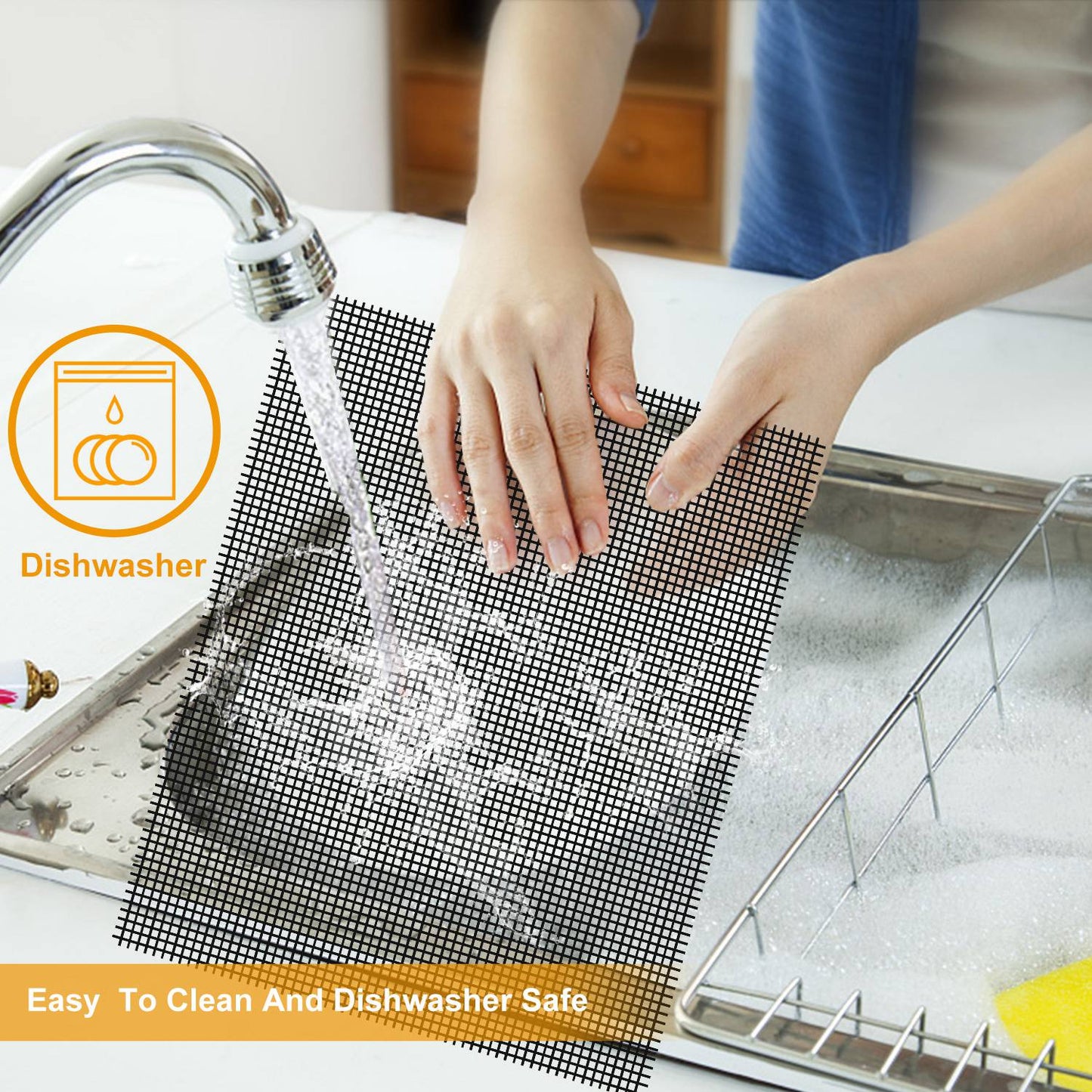 US Local 1Pc BBQ Grill Mat Non-Stick Mesh Mat Baking Sheet Liner Reusable Reversible Washable For Outdoor Gas Charcoal