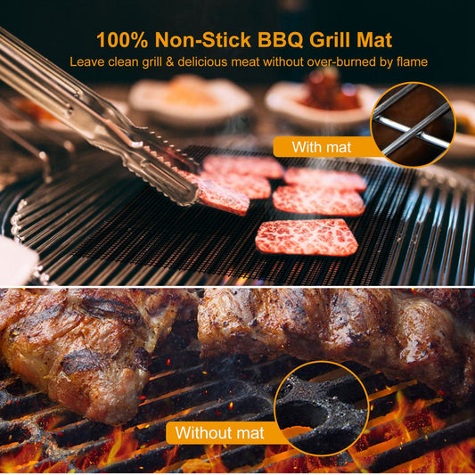 US Local 1Pc BBQ Grill Mat Non-Stick Mesh Mat Baking Sheet Liner Reusable Reversible Washable For Outdoor Gas Charcoal