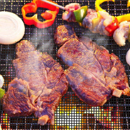 US Local 1Pc BBQ Grill Mat Non-Stick Mesh Mat Baking Sheet Liner Reusable Reversible Washable For Outdoor Gas Charcoal