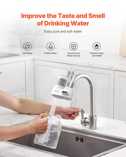 US Local Faucet Mount Water Filter Sink Water Purifier For Kitchen Vertical White