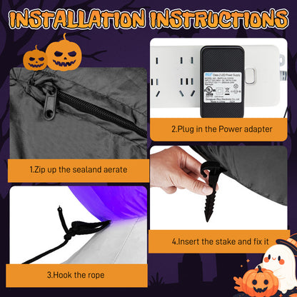 US Local 8.2ft Stacking Head Arch, 7pcs White LED Lights, Halloween Inflatable Decoration 12V