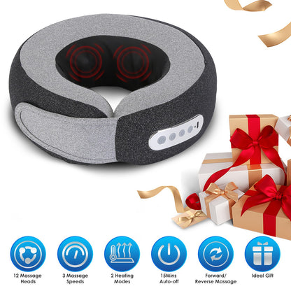 US Local 1 Pc 2 In 1 Neck Massager Pillow With Heat Electric Memory Foam Travel Pillow Shiatsu Neck Massager With 3 Speeds Timer For Home Office Travel