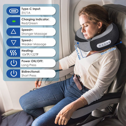 US Local 1 Pc 2 In 1 Neck Massager Pillow With Heat Electric Memory Foam Travel Pillow Shiatsu Neck Massager With 3 Speeds Timer For Home Office Travel