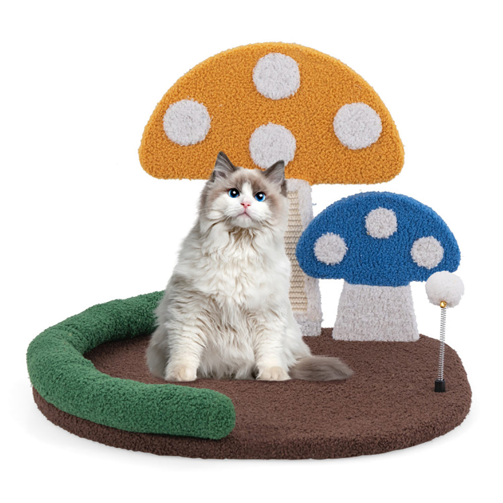US Local Mushroom Cat Bed Cat Claw Scratcher With Wide Bed And Sisal Scratch Panel