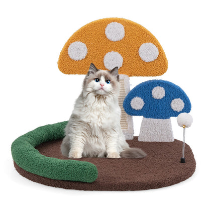 US Local Mushroom Cat Bed Cat Claw Scratcher With Wide Bed And Sisal Scratch Panel