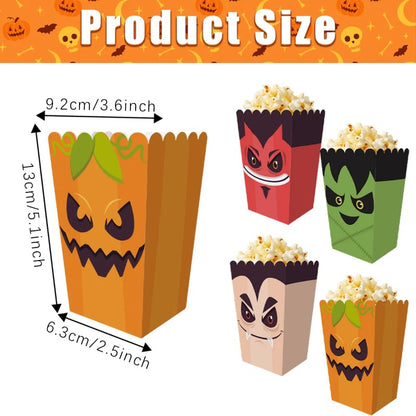 US Local 12 Pieces Halloween Popcorn Box Halloween Party Favor Snack Treat Boxes Candy Cookie Container Decorations Gifts For Popcorn Sales Halloween Party Favor Supplies