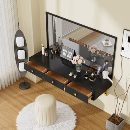 US Local Floating Shelf With Drawer, Multi-Purpose Wall-Mounted Vanity Table, Mounted Desk, Floating Table For Bedroom