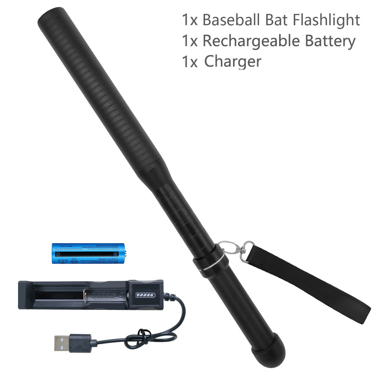 UK Local Baseball LED Flashlight Rechargeable Torch Spotlight Emergency Security Work Light 3 Lighting Modes