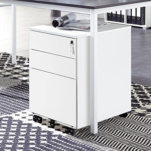 UK Local 3 Drawer Steel Metal Filing Cabinet With Embedded Handle And Lock Black