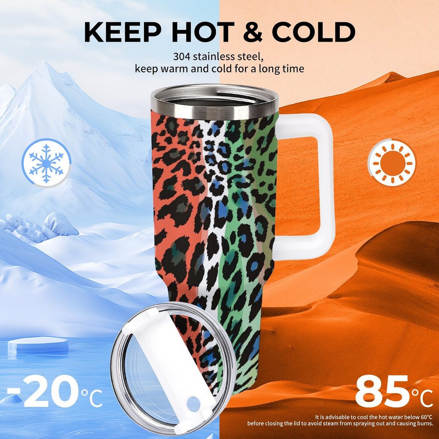 PHDT00345 POD US Local Tumbler 40 oz Large Capacity Car Cup Color Leopard
