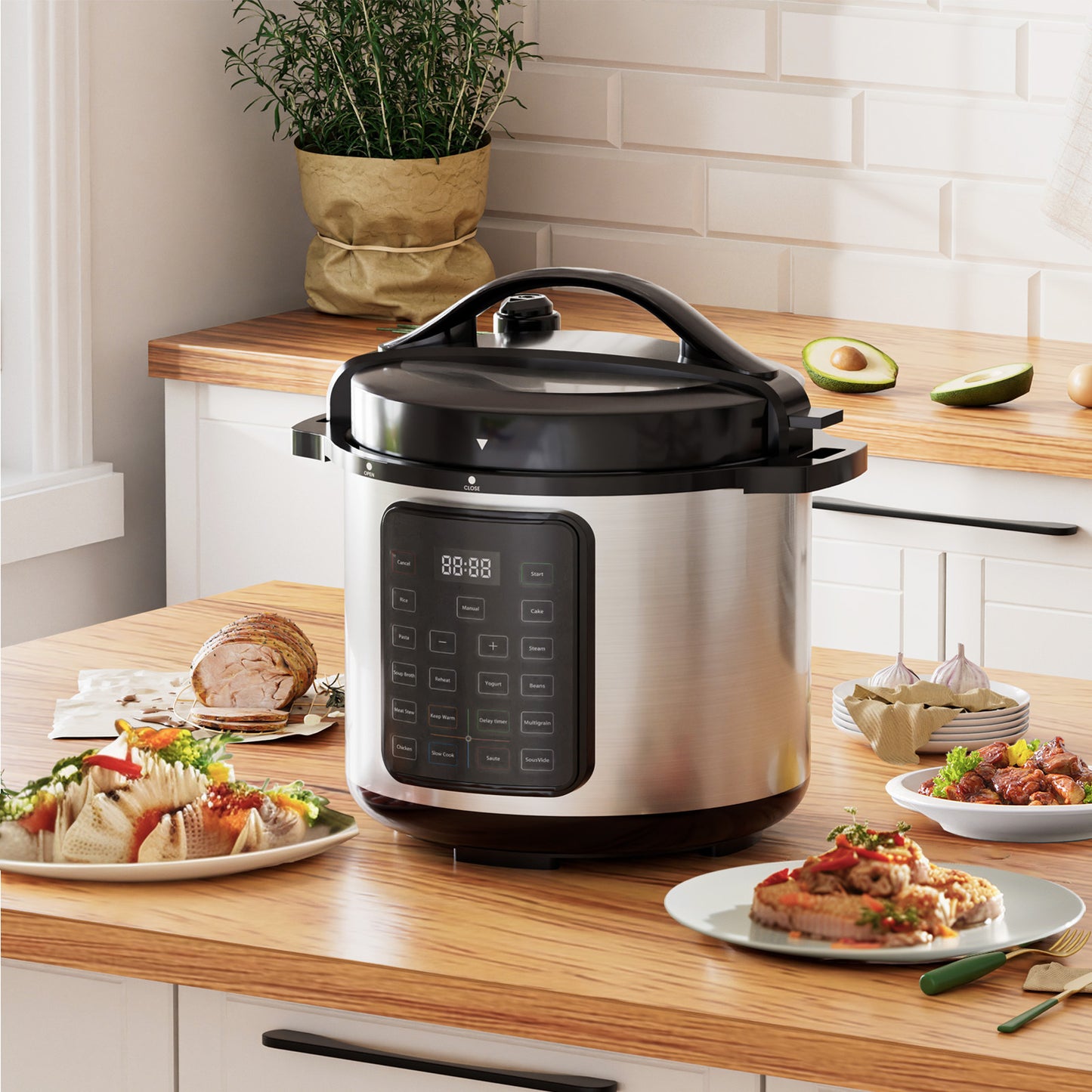 US Local 9 In 1 Electric Pressure Cooker, Warmer & Sterilizer, Saute, Slow Cooker, Rice Cooker, Multi-Functional Smart Pot