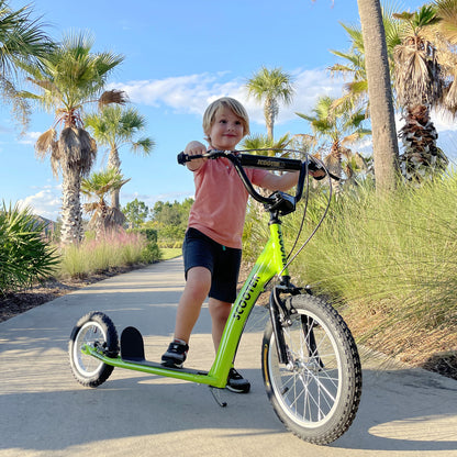 US Local Youth Scooter Kick Scooter for Kids 5+ with Adjustable Handlebar 16" Front and 12" Rear Dual Brakes Inflatable Wheels