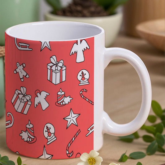 POD US Local White mug with full print, Christmas Pink 0025