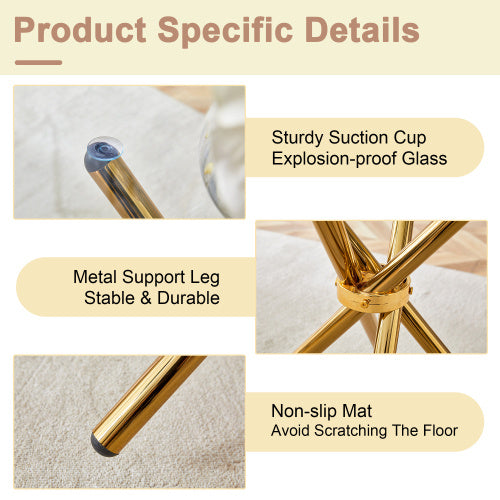 US Local Circular Transparent Glass Dining Table