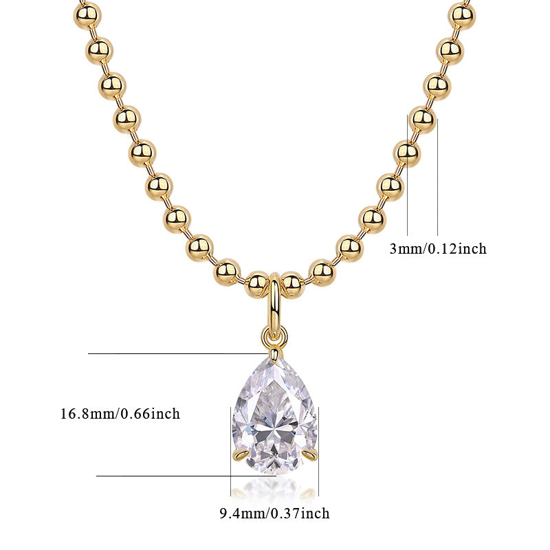 US Local Wish Light - A Fashionable And Trendy Diamond Jewelry Necklace Pendant Set With Pear-shaped Moissanite S925 Sterling Silver And Gold Plating