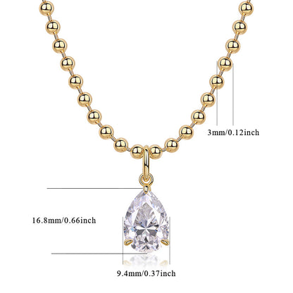 US Local Wish Light - A Fashionable And Trendy Diamond Jewelry Necklace Pendant Set With Pear-shaped Moissanite S925 Sterling Silver And Gold Plating