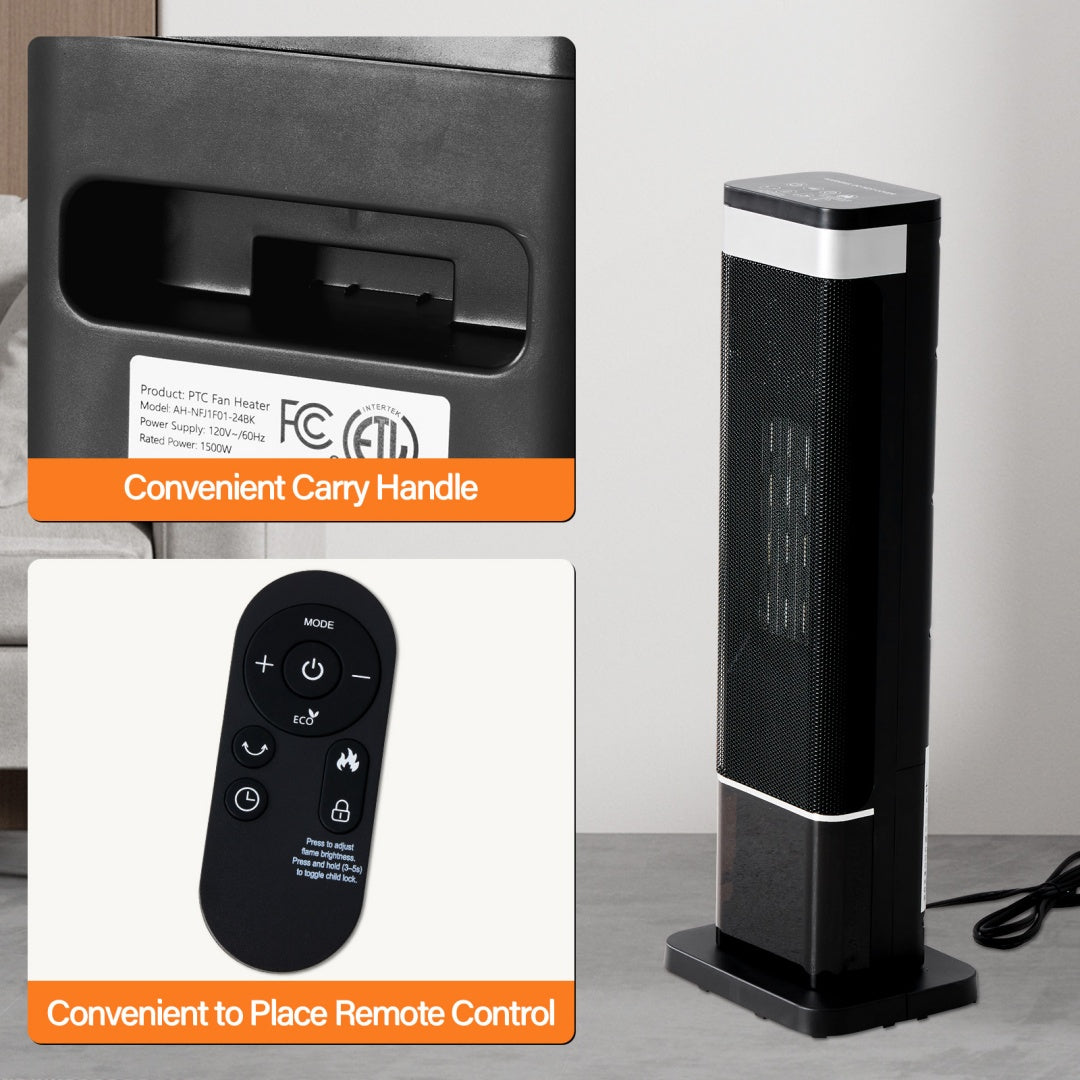 US Local 23inch Space Heaters For Indoor Use, Portable Heater With 7 Light Colors