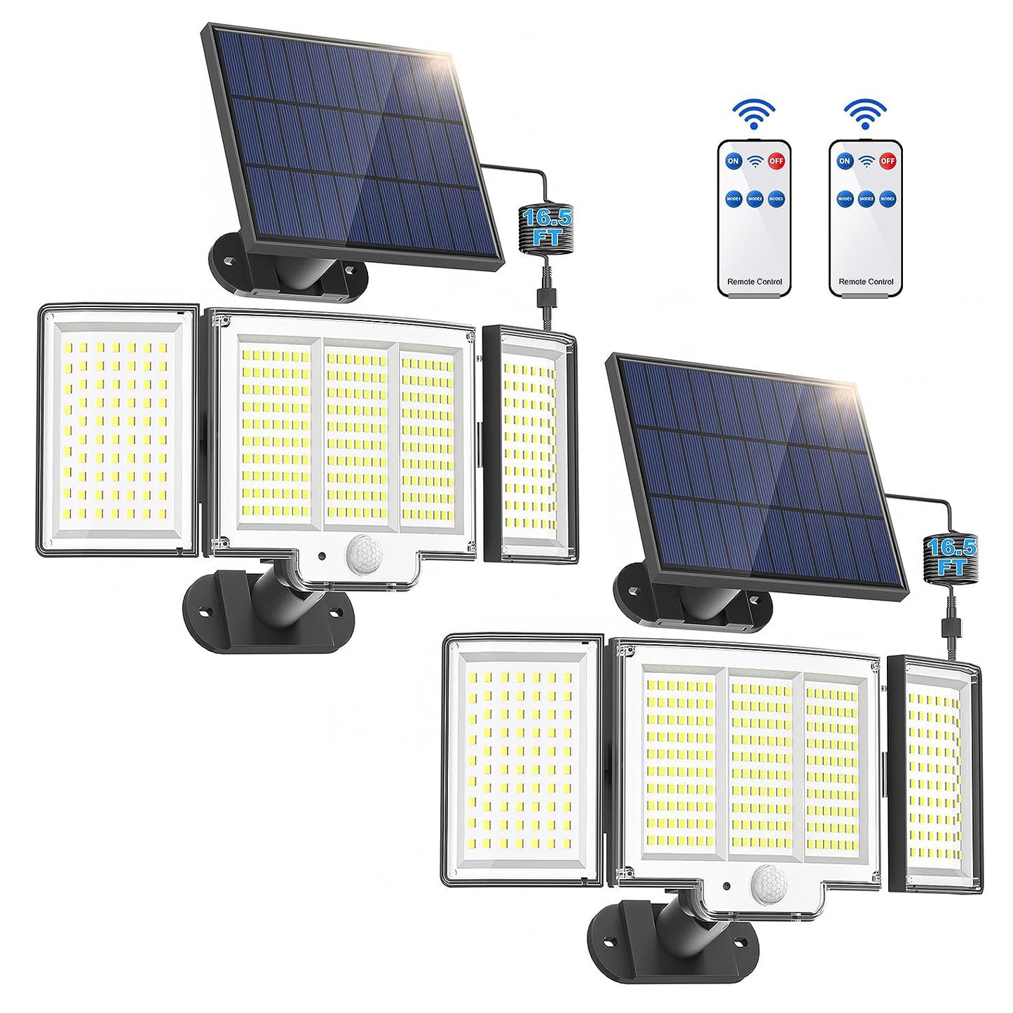 US Local 1,2 Pack Solar Lights Outdoor 348 LED Motion Sensor Lights With Remote Control  3 Head Waterproof