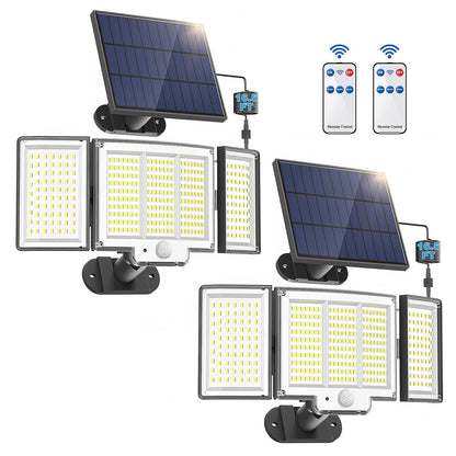 US Local 1,2 Pack Solar Lights Outdoor 348 LED Motion Sensor Lights With Remote Control  3 Head Waterproof