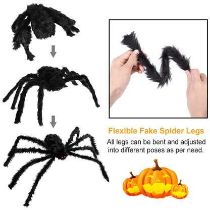 US Local 1 Pc Halloween Decorations Spider Outdoor 49inch Halloween Spider With 126 Inch Tarantula Mega Spider Web Hairy Poseable Scary Spider Outdoor Yard Creepy Decor Spider Stretch Cobweb