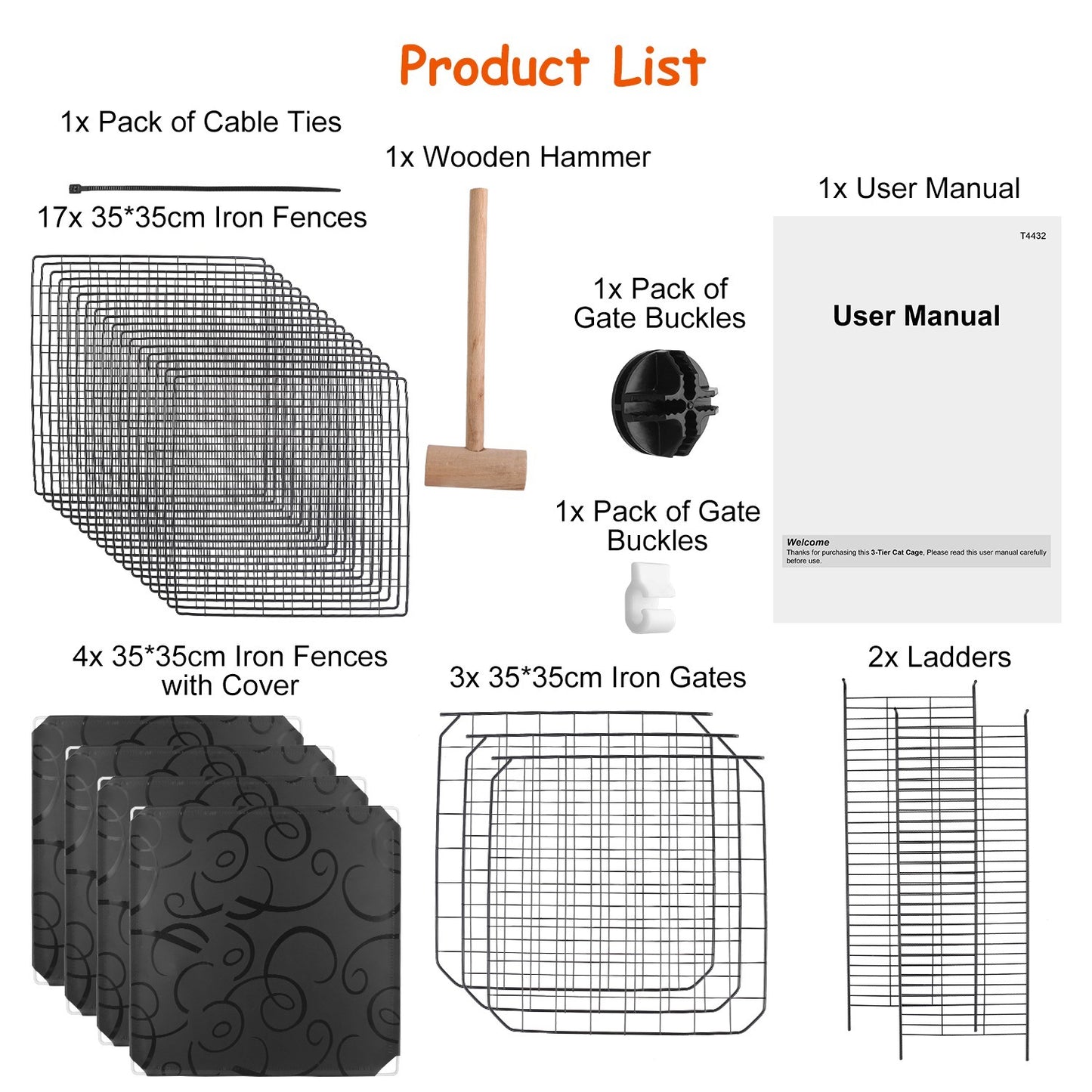Cat Cage DIY Indoor Pet House, Small Animal House. Detachable Playpen With 3 Doors And 3 Layers, Suitable For Kittens, Puppies, Rabbits