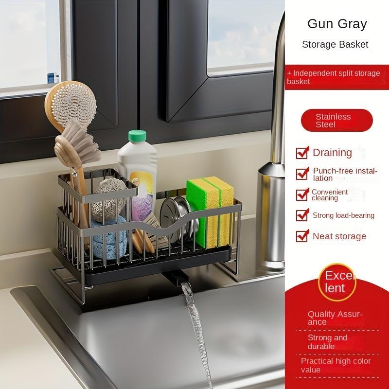 US Local Kitchen Household Wall-mounted Multifunctional Multi-layer Carbon Steel Cleaning Supplies Rack,Please Note That This Product Is Shipped By Yourself For The Average Shipping Cost