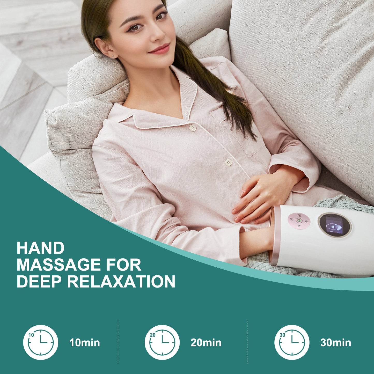 US Local 3-Speed Hand Massager With Heat, Air Compression & 30-Min Timer, Portable & Relaxing