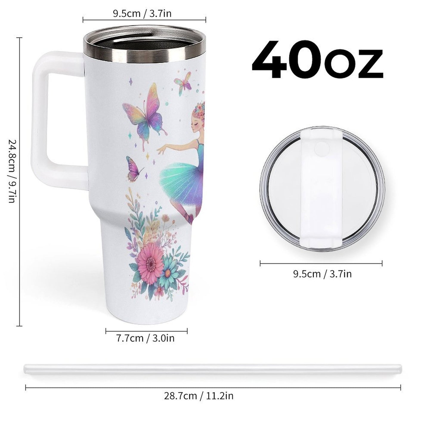 PHDT00518 POD US Local Tumbler 40oz Large Capacity Car Cup Ballet, Butterfly, Dance