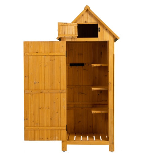 US Local 30.3L X 21.3W X 70.5H Outdoor Storage Cabinet Tool Shed Wooden Garden Shed Natural