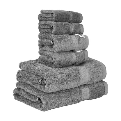 US Local 6-Piece Towel Set 600 GSM  Cotton Soft Towels For Bathroom Gym Hotel Spa