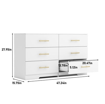 US Local Large White Six Drawer Cabinet